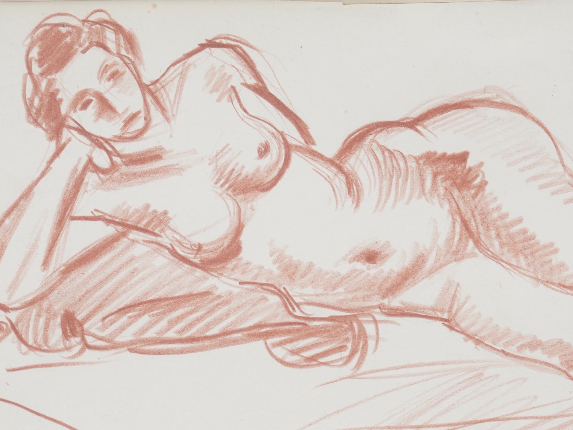 SANGUINE NUDE SKETCH PAINTING BY DAVID BURLIUK PIC-1